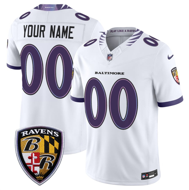 Women's Baltimore Ravens Active Player Custom White 2026 F.U.S.E. Vapor Stitched Limited Football Jersey(Run Small)